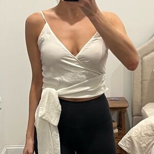 Forever 21 faux wrap white satiny tank top - S